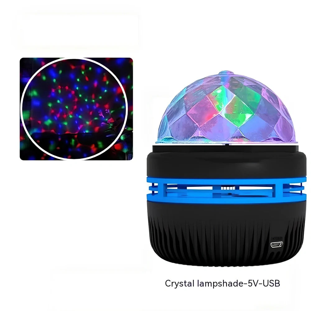 Mini crystal magic ball projection light showing starry sky and aurora water patterns on wall