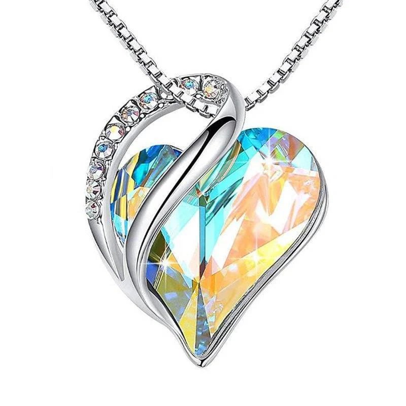925 silver heart-shaped geometric necklace for women in various colors
