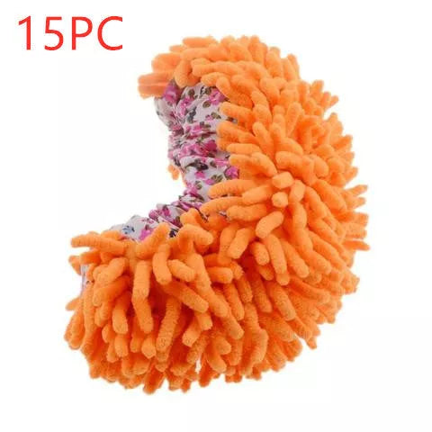 Chenille mop slippers in various colors for easy home cleaning