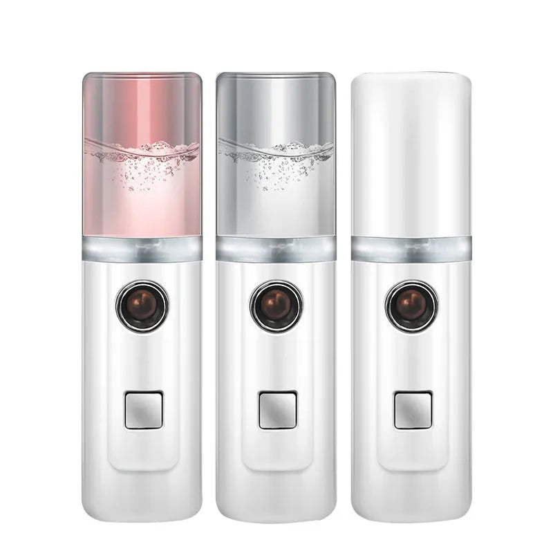 Nano portable facial humidifier in Pink, Transparent or White, 3.2 x 11.3 cm, 30ml tank, USB charging