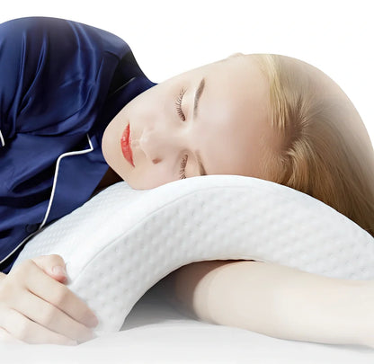 Tunnel-shaped memory foam pillow with plastic bracket for preventing limb numbness during office naps