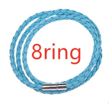 Personalized men's braided leather bracelet with stainless steel beads and custom name charm