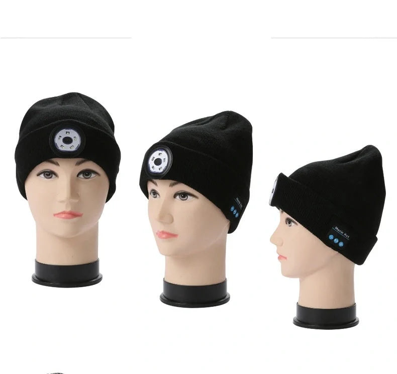 Bluetooth 5.0 LED Knit Hat with wireless stereo headset and mic for hands-free calling