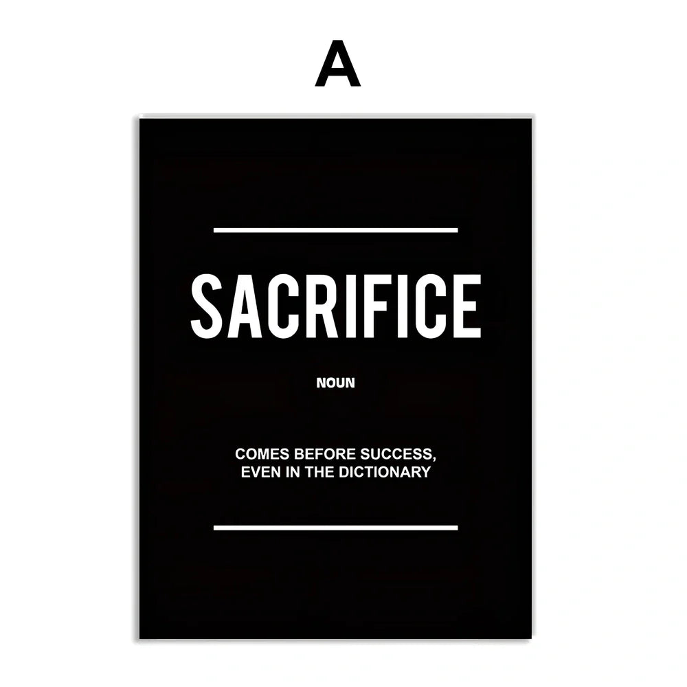 Frameless canvas wall art with inspirational quotes in various sizes from 15cm to 90cm