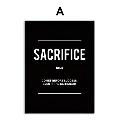 Frameless canvas wall art with inspirational quotes in various sizes from 15cm to 90cm