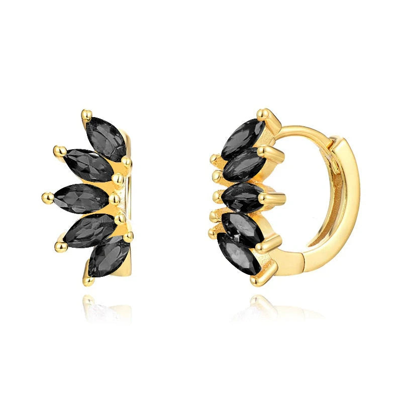 Gold plated horse eye stone earrings in wave shape, available in multiple colors