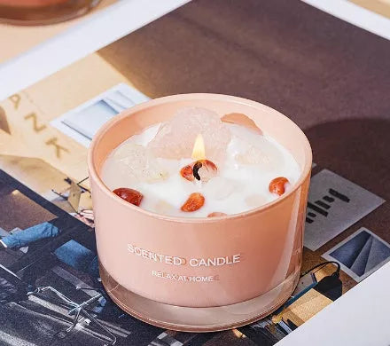 Handmade soy wax aromatherapy candle in gray blue, 7.4 × 4.9cm