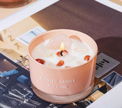 Handmade soy wax aromatherapy candle in gray blue, 7.4 × 4.9cm