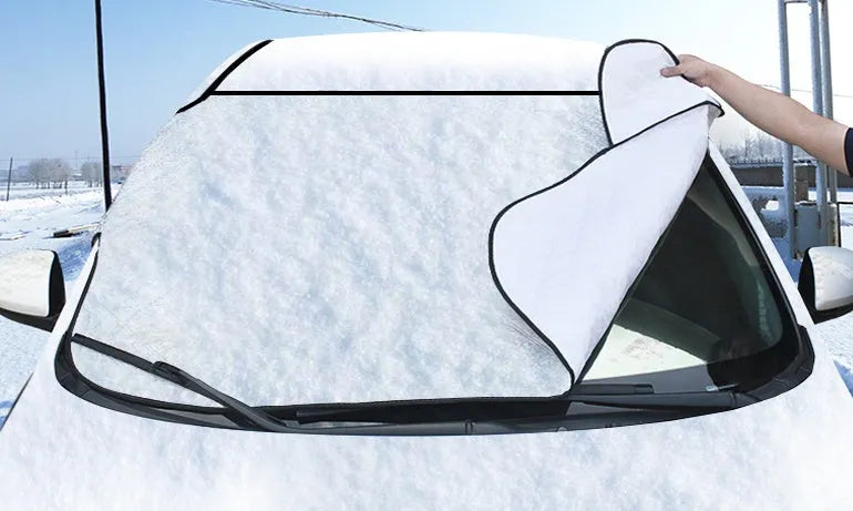 Car snow block aluminized film front windshield cover with external anti-theft design in size 100x147C or 143X93.