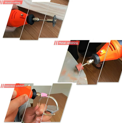 180W black electric Dremel drill with 186 accessories including grinding heads and tools