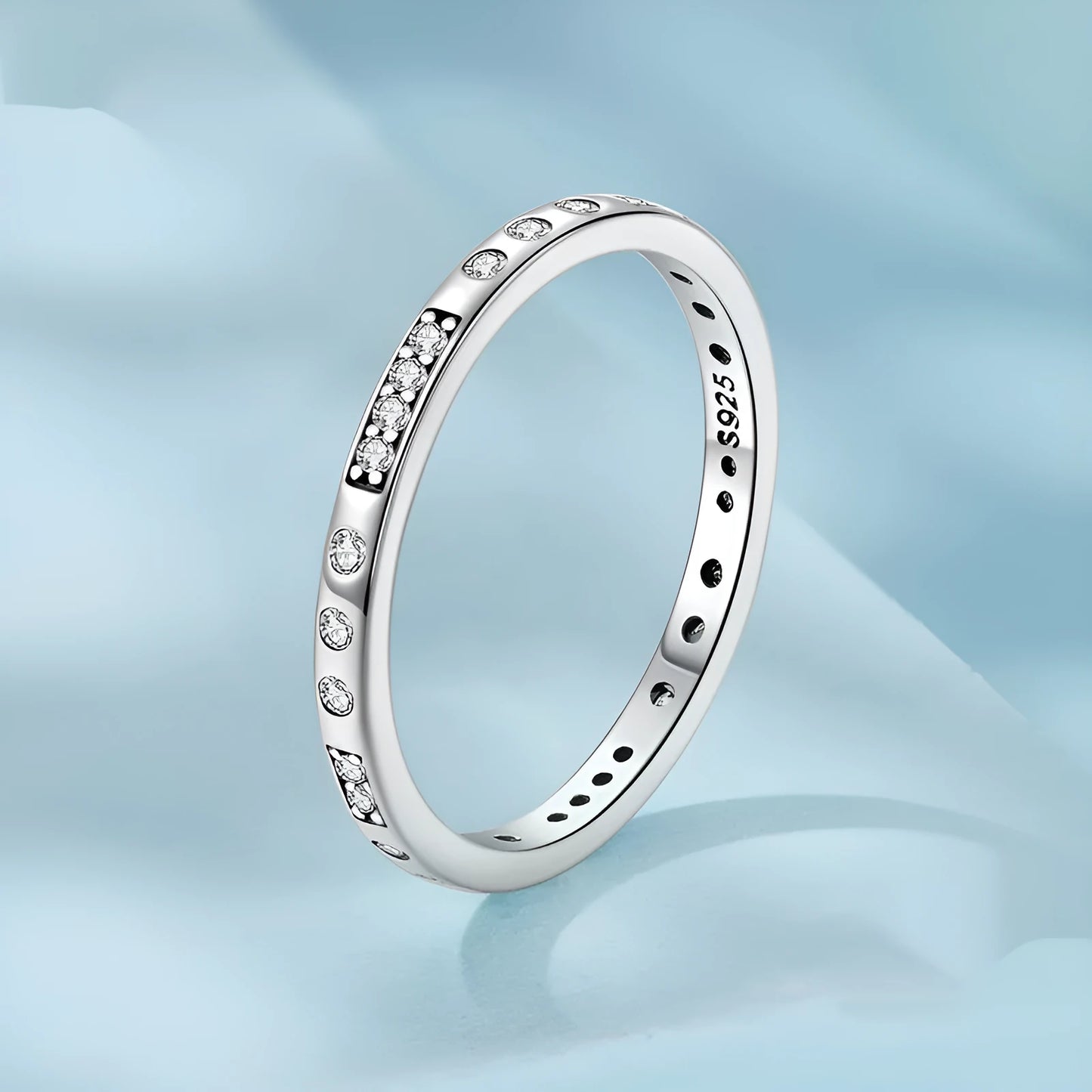 Silver-coloured alloy Moss Password I Love You ring with an oxidised black finish on a simple bracelet band.