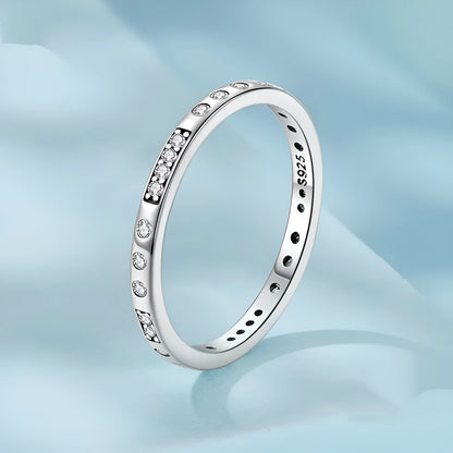 Silver-coloured alloy Moss Password I Love You ring with an oxidised black finish on a simple bracelet band.