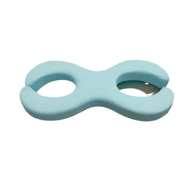 Blue cylindrical memory foam cervical pillow showing 6cm and 9cm thickness options for neck support