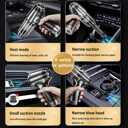 Wireless handheld car vacuum cleaner with multiple nozzle attachments for vehicle interior cleaning