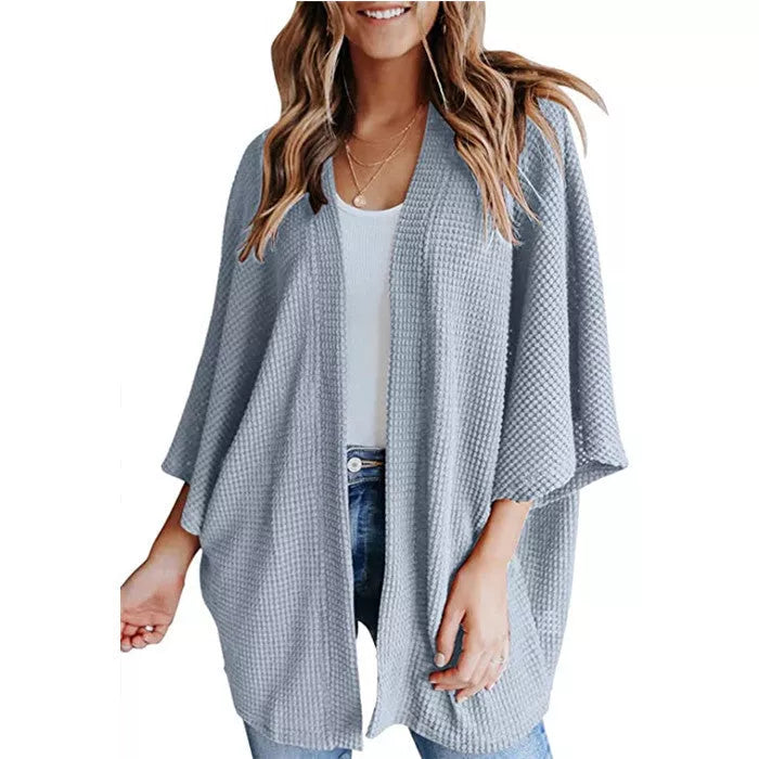 Bat Sleeve Waffle Gerson Women's Cardigan in various colors and sizes