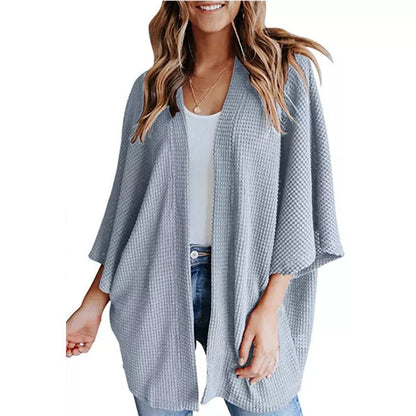 Bat Sleeve Waffle Gerson Women's Cardigan in various colors and sizes