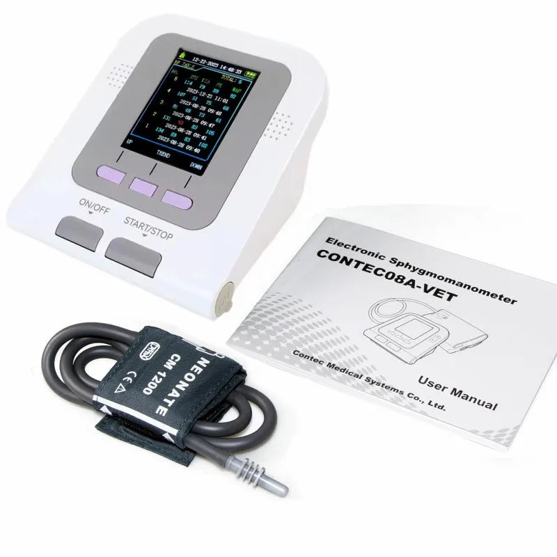 CONTEC08A veterinary blood pressure monitor with LCD screen and cuff for animal measurements