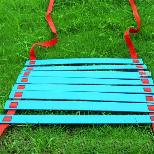 Durable polypropylene jump ladder for agility training in red, blue, and black
