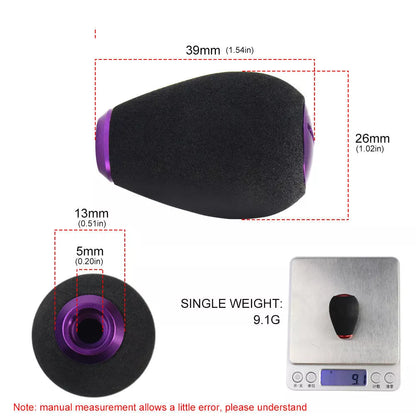 Fishing reel handle knob with EVA grip and metal cover in various colors