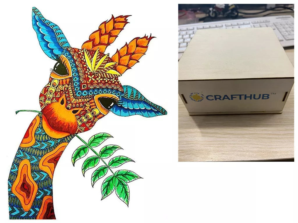 Animal Puzzle Craft Hub A3 Size Wooden Box for puzzle storage and organization