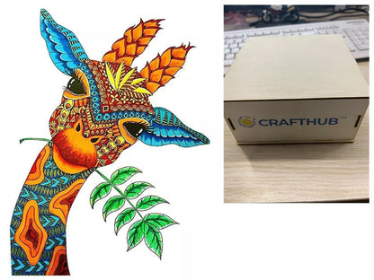 Animal Puzzle Craft Hub A3 Size Wooden Box for puzzle storage and organization