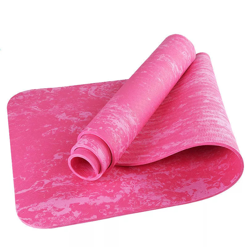 Two-color TPE yoga mat with non-slip surface, 6/8mm thickness for gym and massage