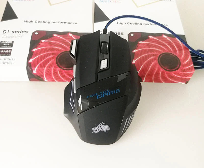 Precision Gaming Mouse with 7-Color LED Backlighting and 5500 DPI Optical Sensor for Immersive PC and Laptop Gaming