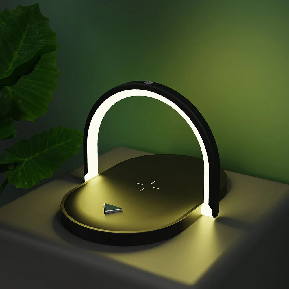 Foldable wireless charger with adjustable LED night light and 15W fast charging