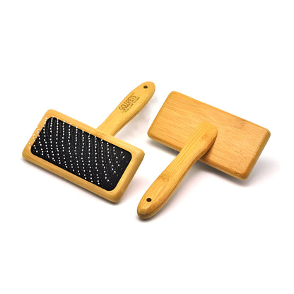 Bamboo air cushion pet comb with steel pins, Mengzong bamboo handle, sizes S M L