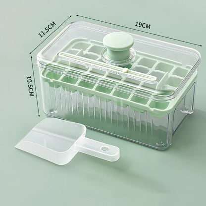 Press-type ice ball maker with milk white and light green PET layers creating 5cm spherical ice