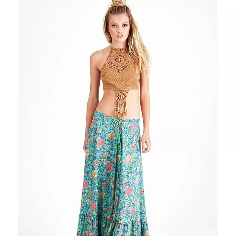 2021 Women's Crochet Tassel Bikini Set in Black, White, and Khaki