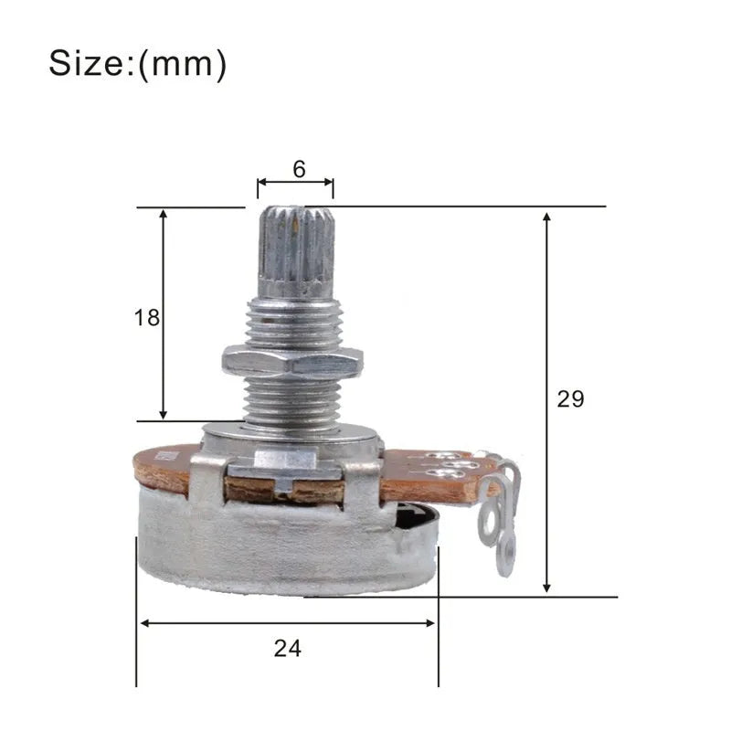 Metal electric guitar potentiometer knob with resistance options A250K A500K B250K B500K