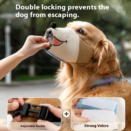Canvas dog muzzle in Bondi blue shark colour showing adjustable design for bite prevention