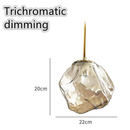 Glass ice cube chandelier in smoky grey, cognac or clear with black hanging wire, 11W-15W LED, 4000K
