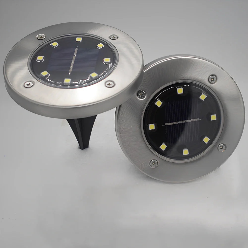 8LED waterproof solar garden light with weatherproof housing and solar panel