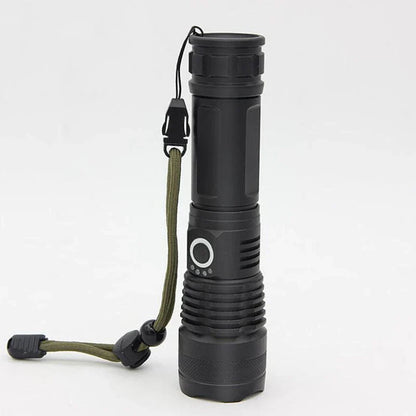 High-Powered Tactical Flashlight with Zoom and USB Charging - Durable, Waterproof, and Rechargeable LED Flashlight