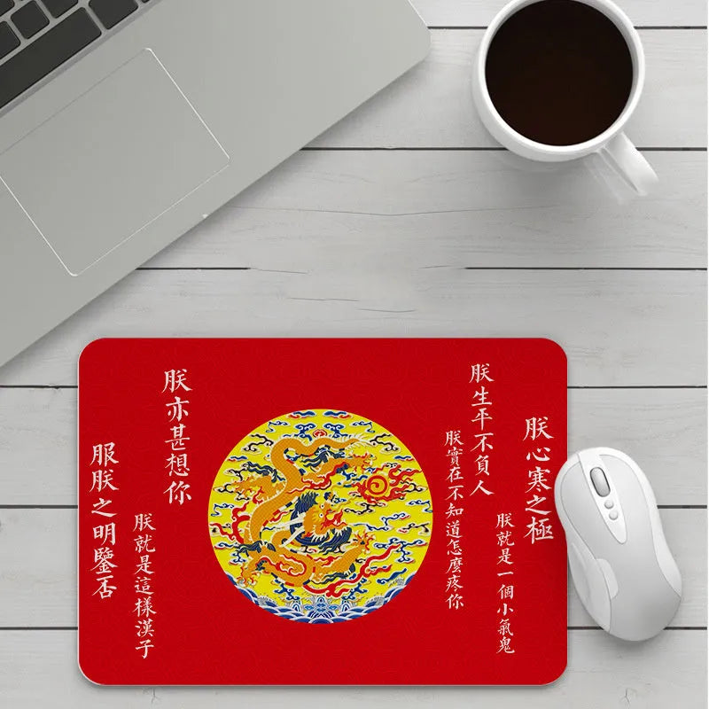 Customisable thick cartoon mouse pad with non-slip base, showing sample patterns like strawberry, cat, and whale designs.