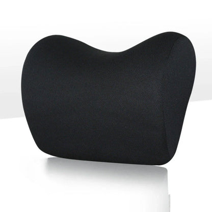 Soft, supportive memory foam car headrest pillow with breathable fabric cover for comfortable long drives