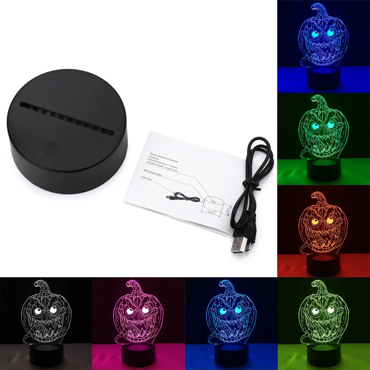 Pumpkin-shaped Halloween lantern with LED lights that can change colors and be controlled by touch or remote
