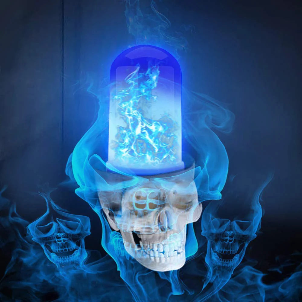 LED Flame Light Bulb in blue and yellow with four lighting modes for Christmas and home decor