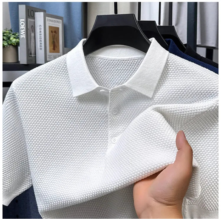 Men's loose short sleeve cotton pullover in various colours showing front view