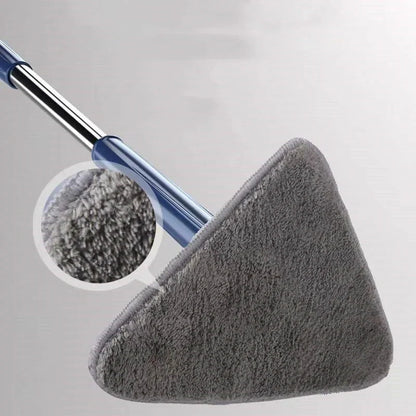 Extendable Triangle Mop with 360° rotatable head for deep cleaning in blue and white