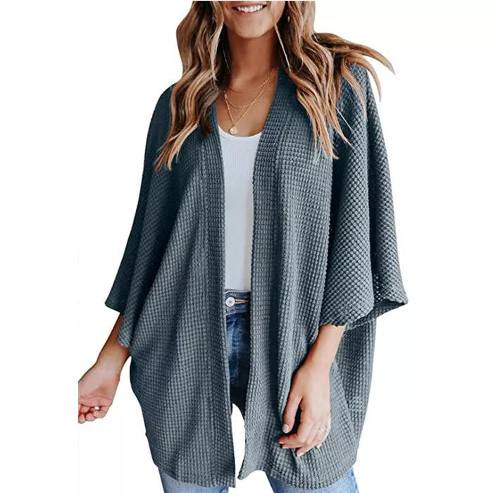 Bat Sleeve Waffle Gerson Women's Cardigan in various colors and sizes