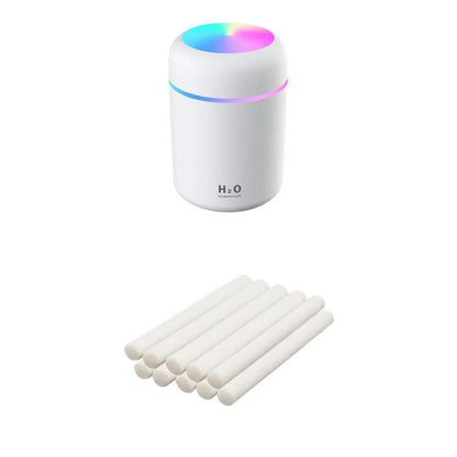 Pink white or navy blue USB desktop humidifier with LED mood lights and 300ml water tank