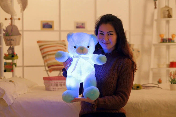 Illuminating LED Teddy Bear Plush Toy with color-changing lights, perfect for cozy ambiance and festive decor