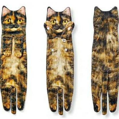 Playful cat-shaped hand towels for bathroom and kitchen use