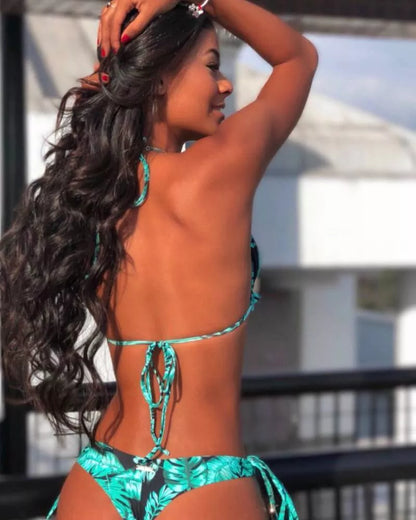 Green beach sports swimsuit with chest pad, sizes S, M, L available