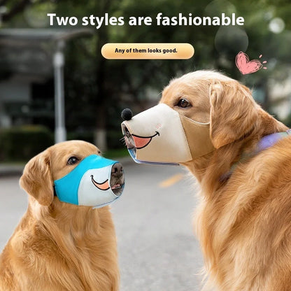 Canvas dog muzzle in Bondi blue shark colour showing adjustable design for bite prevention