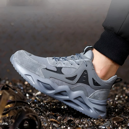 Men's anti smashing protective shoes with plastic toe cap, EVA sole, lace-up front, sizes 37-46