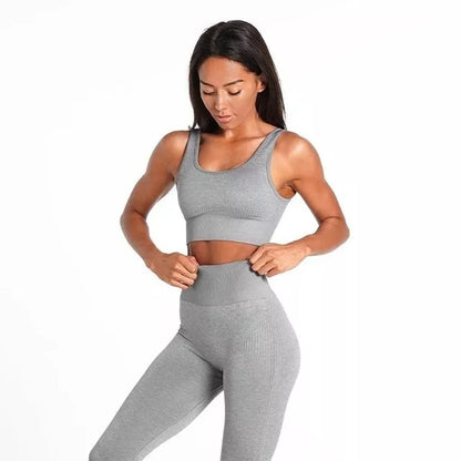 Autumn and winter fitness seamless set in grey, black, and white grey colors